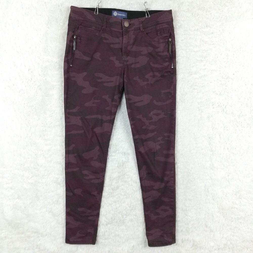 Democracy Womens Jeans Skinny "Ab"solution Denim Purple Camo Zipper Mid Rise‎ 10